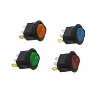 100Pcs 220V Red Blue Green Yellow Light ON-OFF SPST Round Rocker Switch 6A/250V 10A/125V AC NWPNLXEA(Mixed 100Pcs)