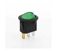100Pcs 220V Red Blue Green Yellow Light ON-OFF SPST Round Rocker Switch 6A/250V 10A/125V AC NWPNLXEA(Green)