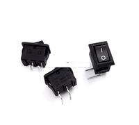 100Pcs 2Pin Curved Needle Black Rocker Switch 3A 250V 6A 125VAC KCD11 Snap-in On Off Push Button 10 * 15mm Right Bent