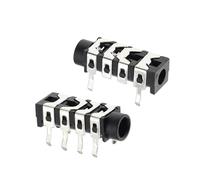100Pcs 3.5mm 6Pin Stereo Headphone Audio Jack Earphone Socket Audio Socket PJ313 The 4 Section Of the 6 pin NWPNLXEA