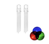 100pcs 5mm LED Diode Lumineuse Cathode Commune 4 Broches RGB Tricolore (Rouge/Vert/Bleu) Clair Transparent Ronde LED Ampoules Composants Électroniques Affichage Diodes Lumineuses