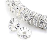 100pcs 5mm Top Quality A Rhinestone Rondelle Spacer beads (Clear Crystal) Austrian Crystal Sterling Silver Plated Brass Round Metal Beads CF1-501