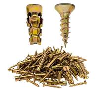 100pcs 6×14mm Short Expansion Screw Set for Stripped Threads & Cabinet Hinge Repair, Metal Expansion Anchors with Screws for Wood Tile Stone Cabinets (300pcs)