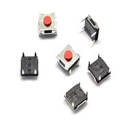 100pcs 6 * 6 * 3.1mm Red button DIP vertical 4pin Key switch Tactile Push Button Waterproof copper head Switch