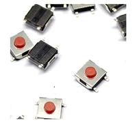 100pcs 6 * 6 * 3.4mm, The patch 4pin Tactile Push Button Switch, Red button Waterproof copper head cooker switch