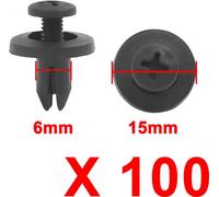 100pcs 6mm trou Plastique Moulage Corps Garniture Panneau Vis Rivet-Type Poussez