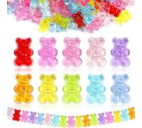 100pcs Acrylic Beads Clear Mixed Color Bear Charm Bracelet Rubber Bear Charm Bracelet For Bracelet Necklace Diy Lovely Pendants For Making