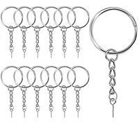 100pcs Anneau pour Porte-Clé avec Chaînette, Anneaux Ouverts et tiges à vis pour travaux manuels, 25mm Split Porte Clef Anneaux Lot Métal Porte Clef pour Bricolage Bijoux Support Porte Clé en Acier
