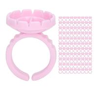 100pcs Anneau Tasses pour Extensions de Cils, Support de Colle de Cils Jetable Anneau de Colle de Cils Tasse Extension de Cils Support de Colle de Cils Accessoire Fournitures (rose)