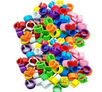 100pcs Anneaux de Cuisse de Poulet Numérotés, 8/10/12mm Clip-on Bande de Pied de Volaille Marquage Cheville Identification Sangle de Jambe Clip Anneau pour Poulet Canard Pigeon C 10mm (0.39in)001-100