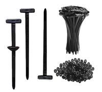 100PCS Attaches Autobloquantes Universelles en Nylon Serre Cables Fixation Rapide pour Piquets de Jardin Piquet Bordure Jardin Piquet Ancrage Sardines de Fixation Ancrage au Sol Clous Noir