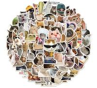 100Pcs Autocollant Chat,Autocollants Amusants en Vinyle Motif Chat Kawaii Imperméables,Autocollants Chat Mignon,pour Enfants, Adultes, Ordinateur Portable, Skateboard, Vélo