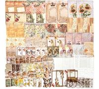 100pcs Autocollant Scrapbooking Vintage Papillon Scrapbooking Papier Decoratif Fournitures De Scrapbooking Nature Fleurs Washi Sticker Autocollants Pour Journal Cahier Calendrier Diy Artisanat Agenda