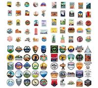 100pcs autocollants d'attractions du monde, autocollants de carte de voyage, zones urbaines de pays célèbres du monde vintage pour skateboard, ordinateur portable, bagages, guitare, réfrigérateur