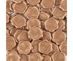 100pcs Autocollants de Sceau en Cire, Adhésif Tampon Or Eucalyptus pour Invitations de Mariage, Emballages et Décorations de Cadeaux de Vacances