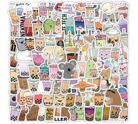 100PCS Autocollants de thé au lait de dessin animé, petits paquets d'autocollants animaux de boisson Boba Bubble Tea d'été