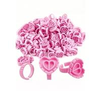 100pcs Bague Colle Extension De Cils, Pestaña adhesivo anillo de corte de plástico para mantener las pestañas adhesivo para extensiones de pestañas falsas.