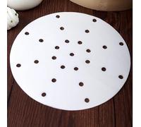 100pcs Bamboo steamer Liner, Papier Parchemin Perforé pour Friteuse à Air, Papier Vapeur Carré pour Friteuse à Air, Panier Vapeur,blanc anti - adhésif steamer serviette en papier (11 cm)