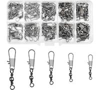 100pcs Barrel Fishing Swivels, Fishing Lure Connectors, Swivels With Snap Lock, Swivel Ball Bearing For Fishing (7# 8# 10# 12# 14#)