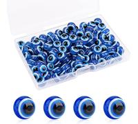 100pcs Blue Evil Eye Beads For Jewelry Making,10mm Round Resin Beads Handmade Beads For Bracelet Necklace Diy Crafts