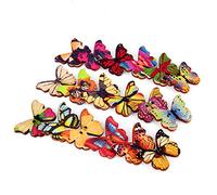 100pcs boutons en bois de papillon, craftman168 boutons en forme de papillon multicolores