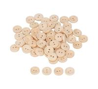 100pcs Boutons en Bois Naturel, Boutons Fait à la Main Forme Ronde 2 Trous pour Tricot Couture Artisanat, 15mm