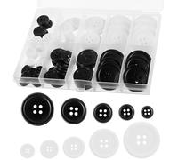 100Pcs Boutons en Plastique Boutons de Couture en Résine 4 Trous Bouton Rond Sangle Boîte de Rangement pour Manteau Chemise Vêtements Couture Artisanat Scrapbooking DIY 10/12/15/20/25mm (Noir,Blanc)