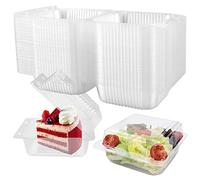 100pcs Cake Slice Boîtes réutilisables Cupcake Slice Container avec couvercle Empilable Clear Square Individue Single Dessert Box triangulaire Sandwich au fromage Boîte de rangement(Modèle carré)