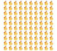 100pcs Canards de Noël en Résine, Mini avec Chapeau de Noël, Miniature pour Jardin Paysage Décorations de Maison de Poupée (Jaune)