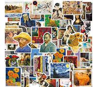100PCS Célèbres Peintures & Sculptures Autocollants d'Art, Vinyle Imperméable Classique Stickers, Western Retro Van Gogh Style Peinture à l'Huile, Décalcomanies d'Artiste pour Portable Tasse Guitare