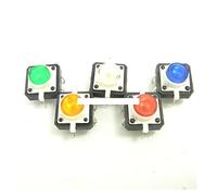 100PCS Colourful Tactile Push Button Switch Momentary 12 * 12 * 7.3MM switch button green white blue yellow red with light NWPNLXEA(Weiß)
