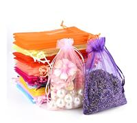 100pcs Couleur Sacs Organza 10x15cm Sachets Pochettes Cadeau en Organza avec Cordon de Serrage pour Lavande Bijoux Cadeaux de Noël Dragée Bonbons Marriage Fêtes