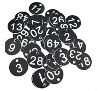 100PCS Count Plastic Number Tag Round Label Door For Key For Live Pour Sac Casier(Black)