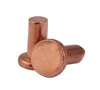 100pcs cuivre rouge massif Rivets à tête cylindrique à tête plate Rivets cuivre M3 Rivetage, M3 x 5mm