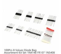 100pcs Diode Diode Assortiment Kit 8 Valeurs Communes (1N4148, FR107, 1N5408) pour Réparation Electronique Bricolage Usage Industriel