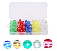 100Pcs Diodes Électroluminescentes, 8mm Diode LED Ultra-lumineux 5 couleurs Assortiment Kit, Bi-pin Diodes Diffuses de Lumière Haute luminosité LED Composants électroniques blanc/rouge/jaune/vert/bleu
