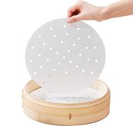 100pcs doublures en papier parchemin pour friteuse à air 8 "feuilles de papier parchemin doublure à vapeur avec conception à double couche huile de silicone végétale étanche résistant à la chaleur