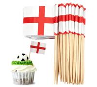 100PCS Drapeau Cure-dent Angleterre pour Décorer Les Gâteaux,Décor Cupcake Toppers Cocktail pour Concerts Jardin Bar Fête Fourniture Fruits Sandwich Décoration Euro Football MatchDécor événement royal