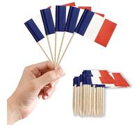 100PCS Drapeau Cure-dent France pour Décorer Les Gâteaux,Décor Cupcake Toppers Cocktail pour Concerts Jardin Bar Fête Fourniture Fruits Sandwich Décoration Euro Football Match Décor événement royal