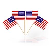 100Pcs Drapeaux États - Unis Cure-Dents, Mini Bâton de Cocktail Drapeau Petits Drapeaux pour Sandwich Nourriture Cupcake Toppers Vaisselle Fruits Pub Fête Décoration