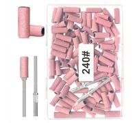 100pcs Embout Ponceuse Ongles, Embout Emeri, Ponceuse à ongles, Mini Bands,for Acrylic Nail Gel Removal, Plastic Polishing Manicure,Petites planches à polir les ongles #240 Rose