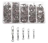 100PCS Emerillons Baril et Agrafes Interlock à Connecteurs Emerillon Peche Mer