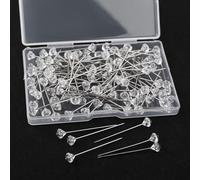 100Pcs Épingles Droites Pins Épingle à Tete de Diamant Cristal Goupilles de Corsage Aiguille en Acier Inoxydable 3.8cm, Broches de Bouquet de Mariage, Convient pour Corsage de Mariage, Bouquet