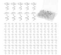 100pcs Épingles pour Jupe de Lit, Clous Rembourrage Épingles Garniture Toit Têtes Transparentes en Forme Fleur et Champignon Clips à Pousser en Spirale Épingles Torsadées pour Fixer Housses