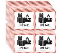 100pcs Étiquettes d'Avertissement pour Batteries Lithium-Ion, 12x11cm Étiquette UN3481 avec Adhésif Puissant pour le Transport et l'Emballage e-Commerce des Batteries Lithium-Ion