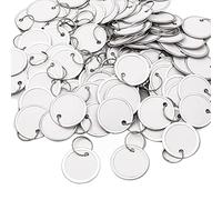 100pcs Étiquettes de lanc avec Anneau, 32mm Étiquettes de Nom pour les Clés Key Tags with Labels Étiquettes de Clé Métal Vierges pour Clés Bagages Sacs à Dos Bocaux de Cuisine