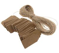 100pcs étiquettes en carton kraft Marron cœur Étiquettes de Prix avec cordon chanvre 4 x 2 CM pour mariage cadeau party