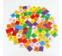 100Pcs Farbe Lettres en Bois de Puzzle Alphabets, 20*18*5mm Lettre en Bois A à Z, Mobiles Tuiles Petites Lettres Bois Pour Travaux Manuels Pendentifs Bricolage Travaux Manuels étude Orthographe Cadeau