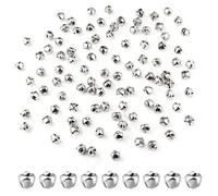 100pcs Grelots de Noël, 0,8cm Petites Cloches Jingle Bells pour Travaux Manuels Cloches Décoratives en Métal pour les Fêtes les Festivals les Boîtes Cadeaux les Décorations (Argent)