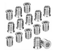 100PCS Insert Fileté Bois Ecrou Hexagonal M6 x 15 mm Insert a Visser en Alliage de Zinc Douille Filetée Vis à Tête Insert Bois M6
